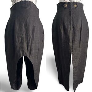 🇨🇦 80s Vintage Les Ravisseurs Linen Architectural High Waist Skirt Avant Garde